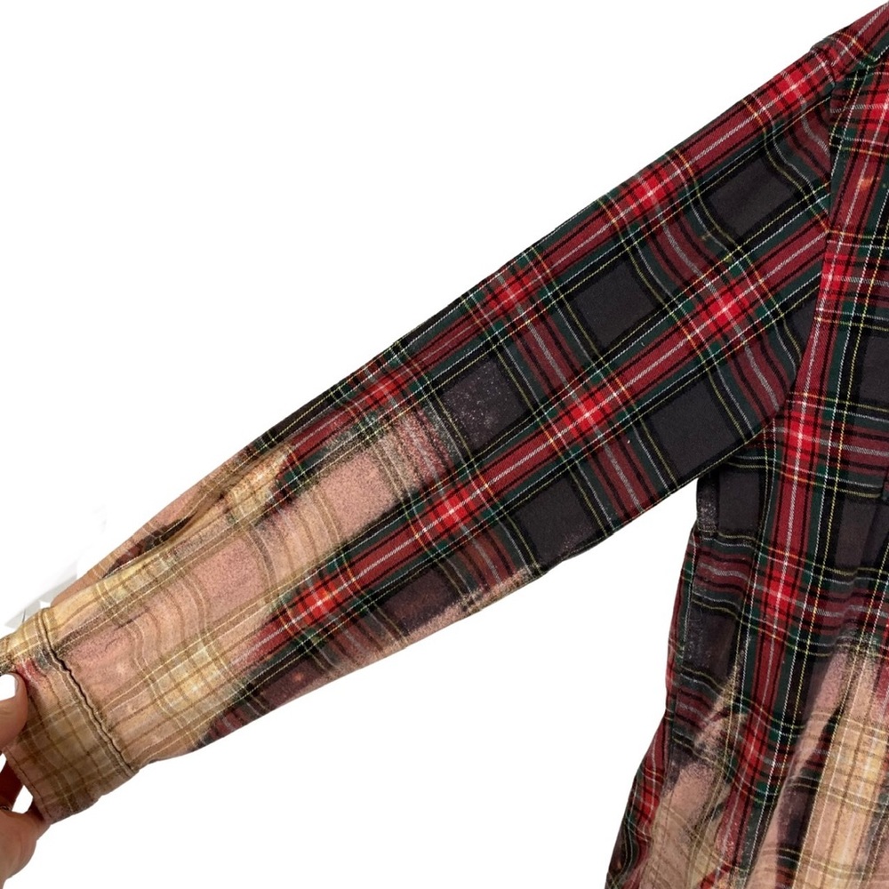 Johnny Cash Flannel Shirt Bleached Plaid Mens Unisex Size Large Handmade EUC - Picture 6 of 14